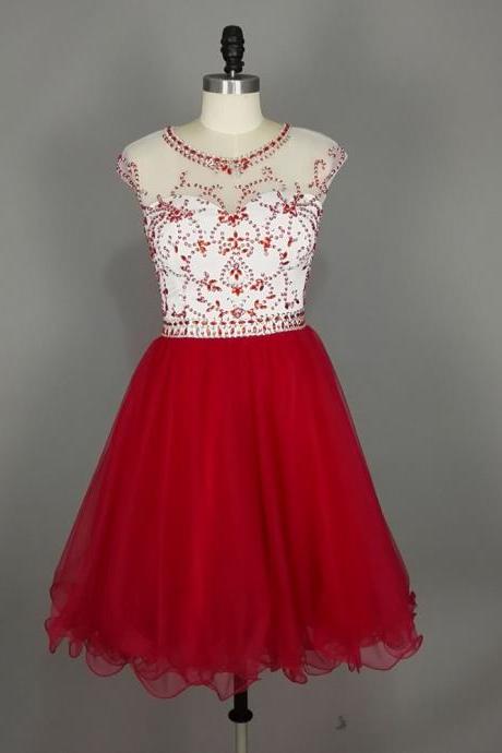 Red Homecoming Dress,short Beading Prom Dress,girl Party Gowns,mini Sexy Graduation Dress,custom Dress