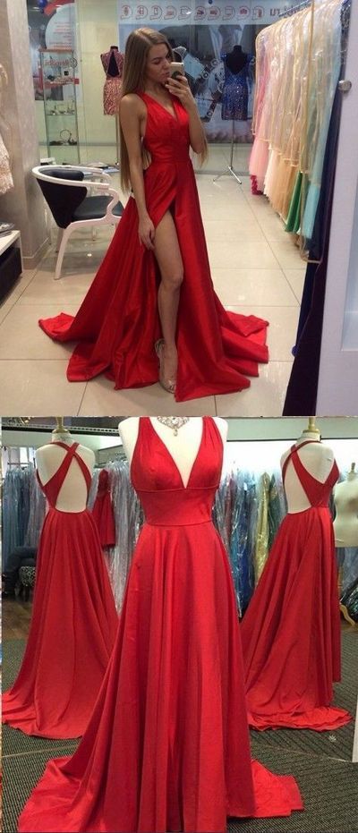 Sexy Red Prom Dressbackless Split Prom Dresscustom Made Evening Dress From Fancy Gown On Luulla 2410